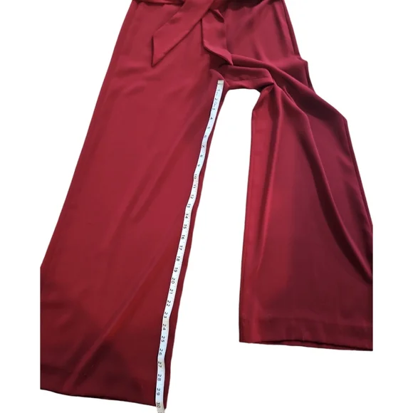 Gianni Bini Wide Leg Belted Jumpsuit Burgundy Red 3/4 Sleeve Size 2 - Picture 8 of 11